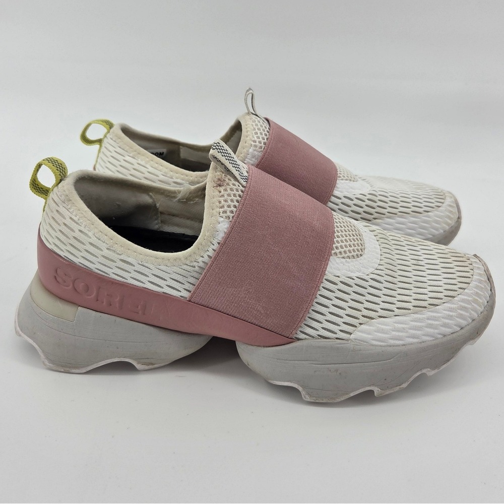 Sorel Kinetic Impact Strap Sneakers 7.5 White Pink Mesh Slip On Athleisure
